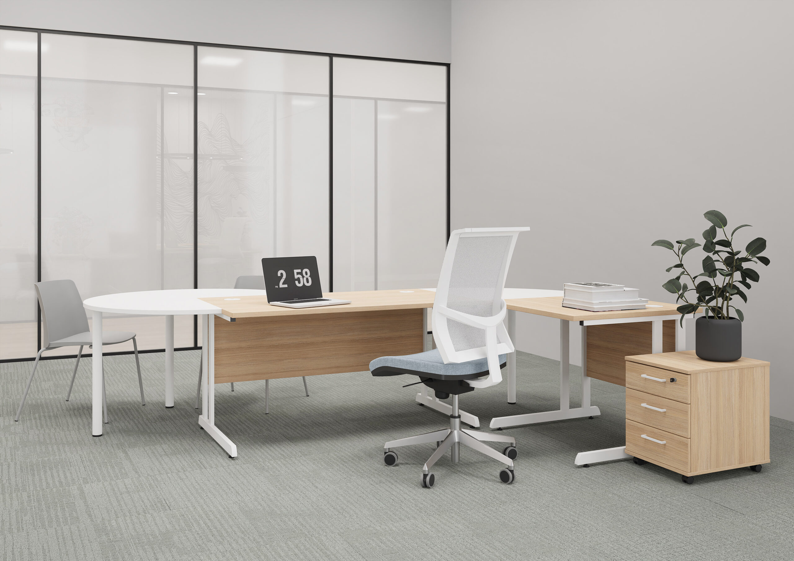 Bureau Individuel Chêne ambré/blanc PRIMO – Image 4