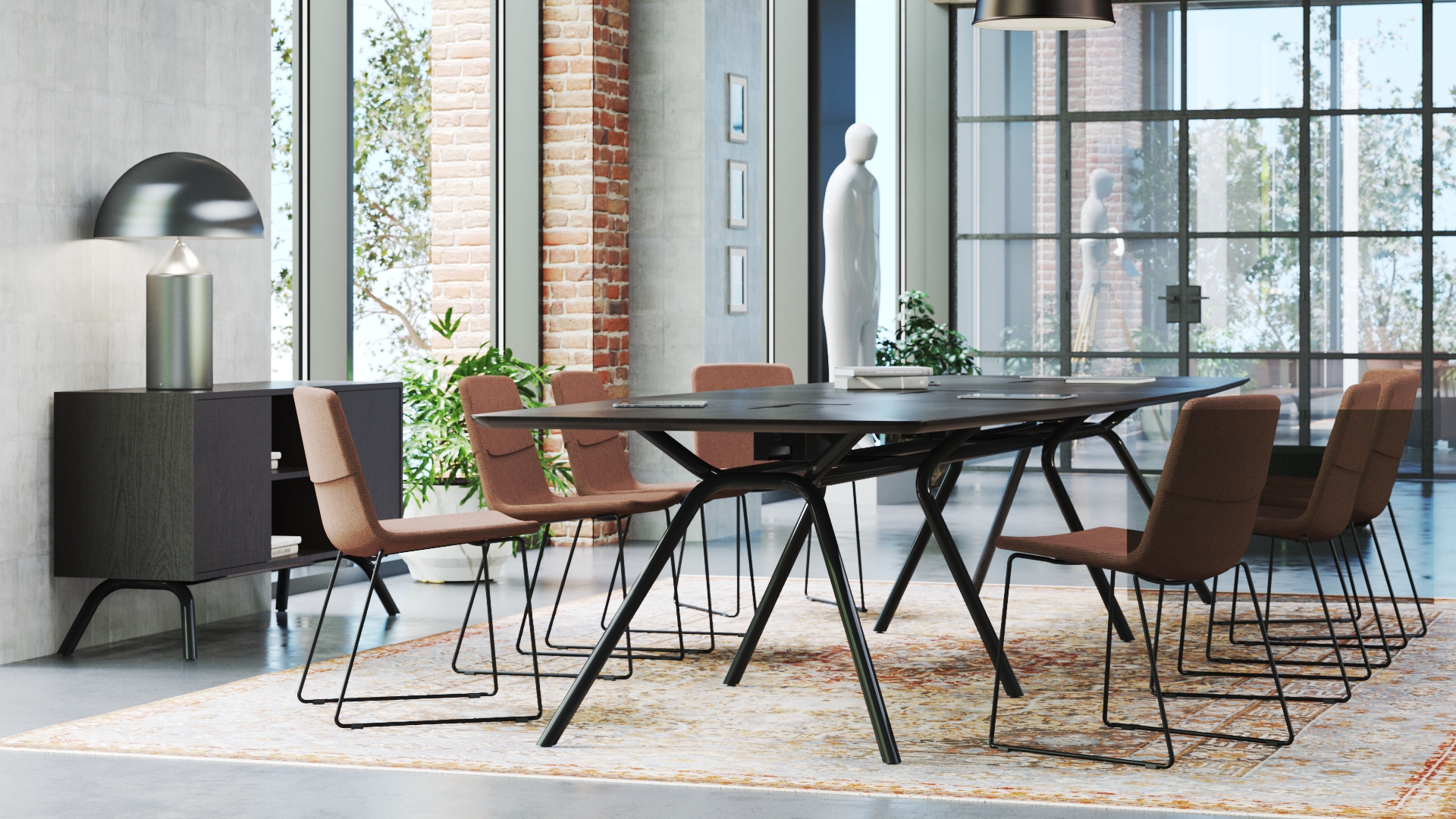 Table de réunion ARROW (8 places) Rectangulaire avec Bloc de Prises électriques. ARROW – Image 4