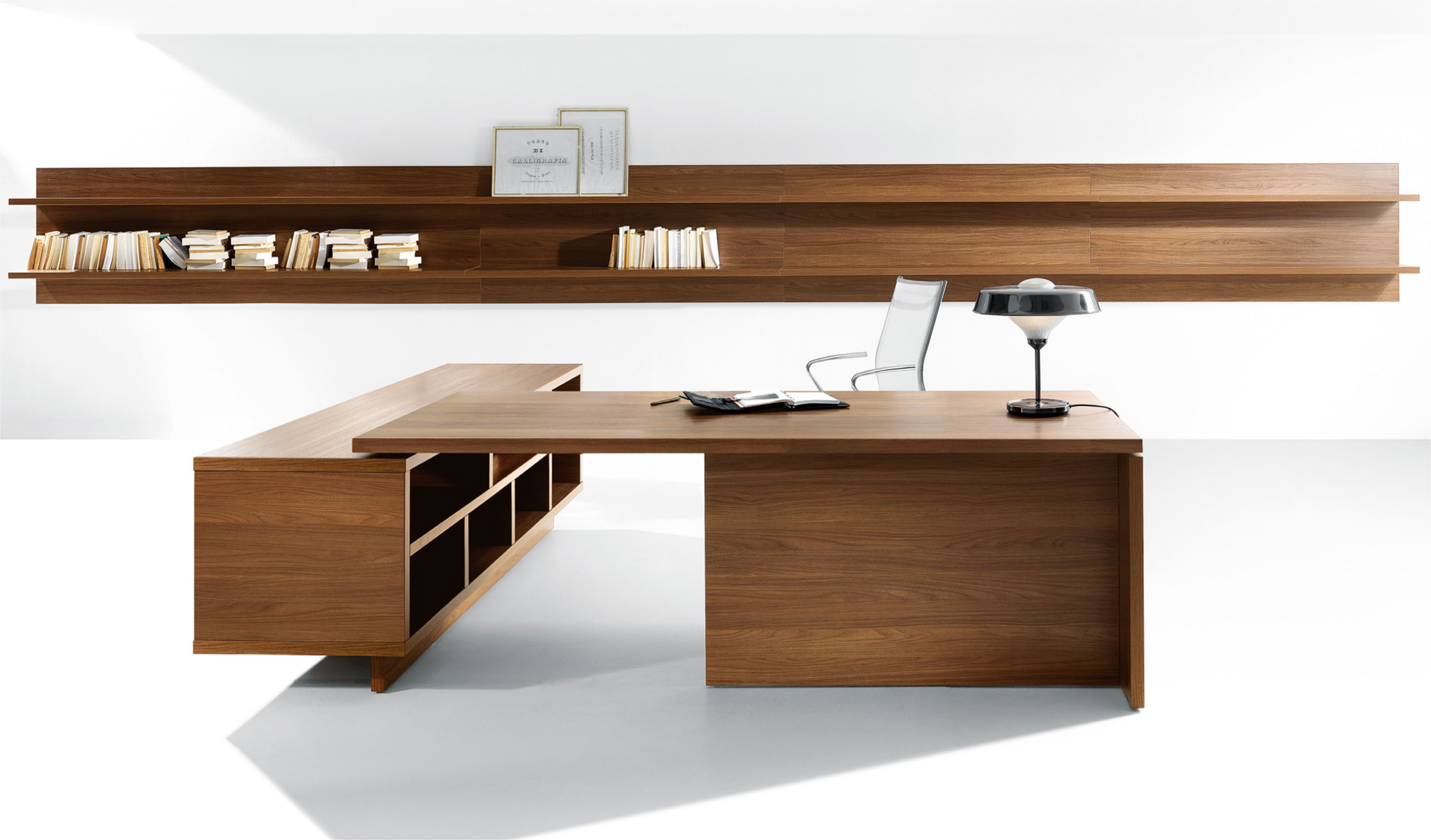 Bureau Manager avec Desserte à Droite Noyer LITHOS