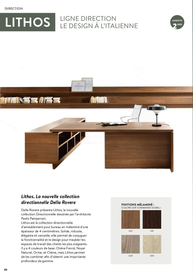 Bureau Manager avec Desserte à Droite Noyer LITHOS – Image 3