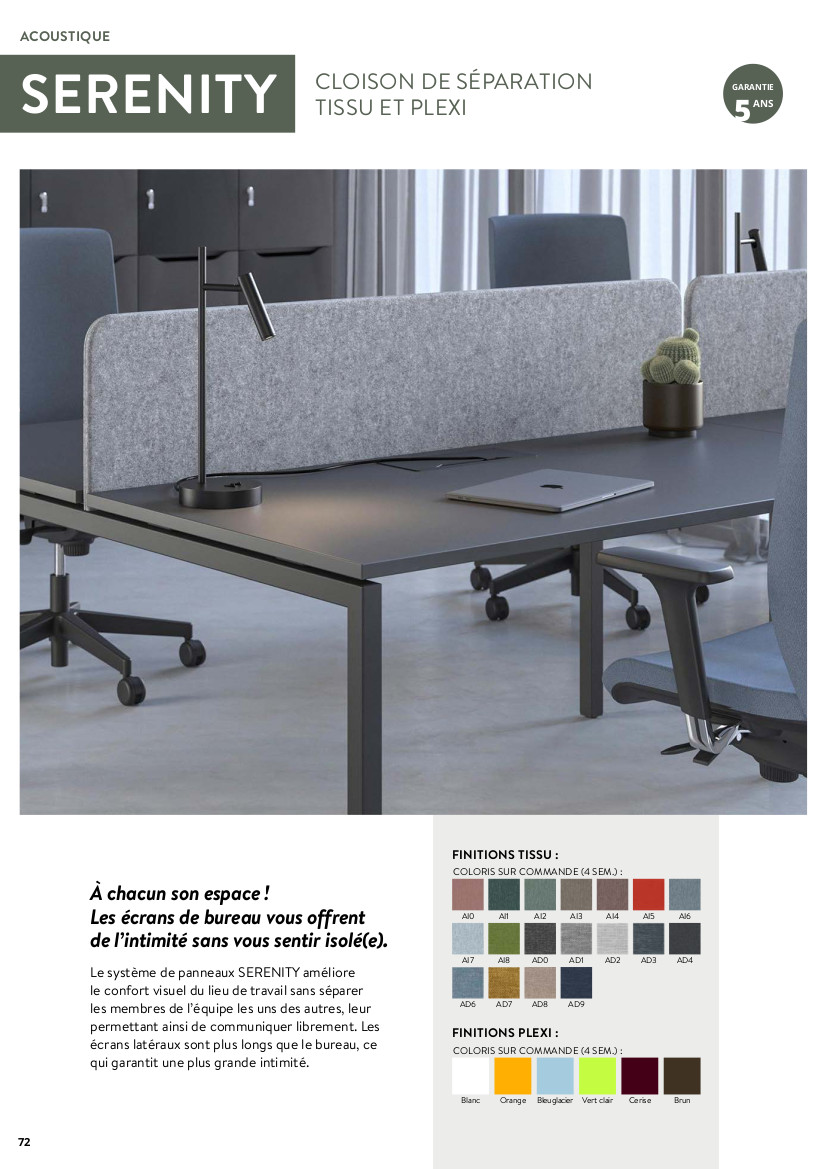 Cloison Frontale Pour Bench / Finition Tissu Berta SERENITY – Image 3